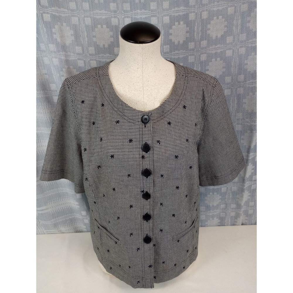 Vintage Napa Studio Top Women's Size 16 Shirt Button Up Embroidered Blouse
